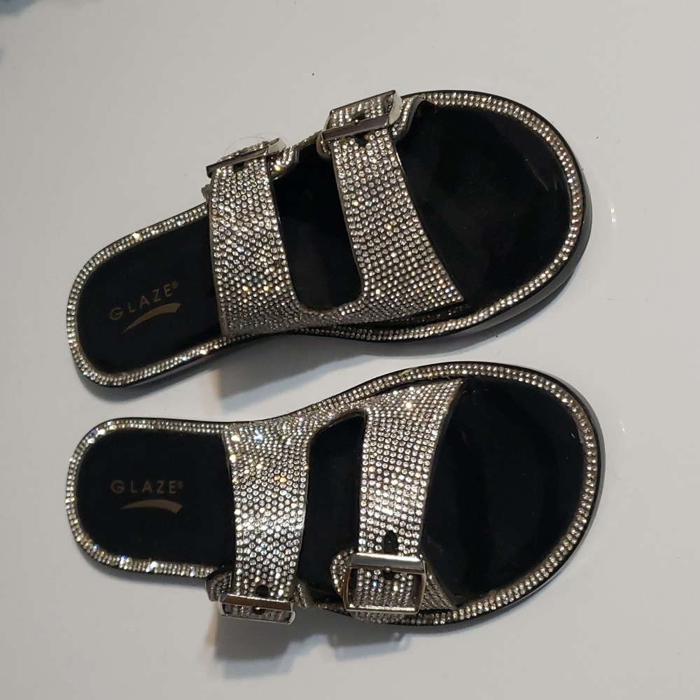 Glaze Rhinestone Double Buckled Flats